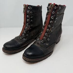 Freebird by Steven Boots Women's 10 Brown Red Liverpool Leather Combat Boots